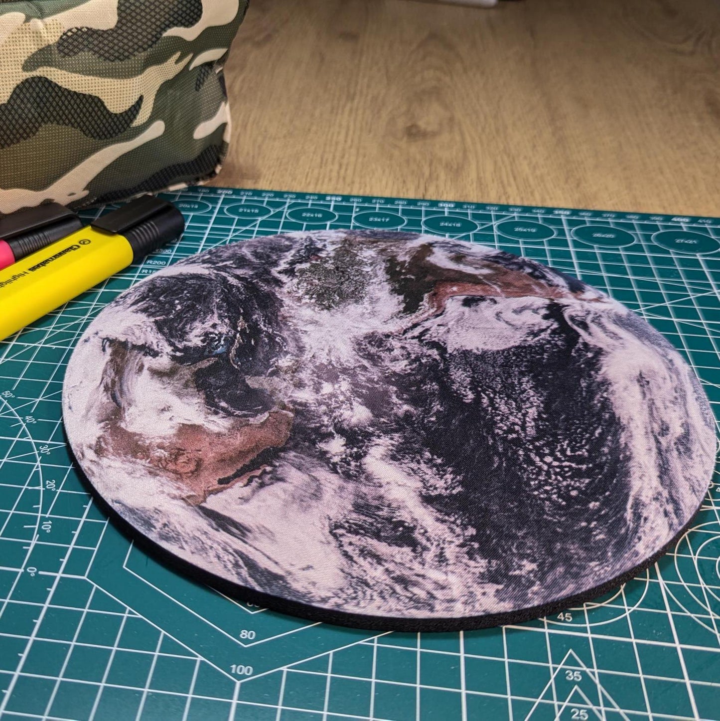 Round Earth Mouse Pad | Circular Desktop Mousemat | Space Science NASA Gift
